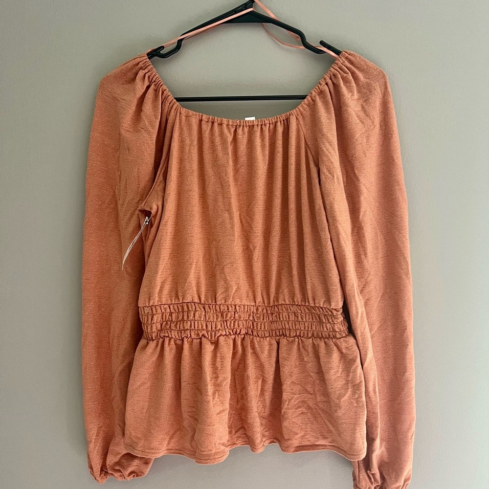 LC Lauren Conrad Rust Peplum Top